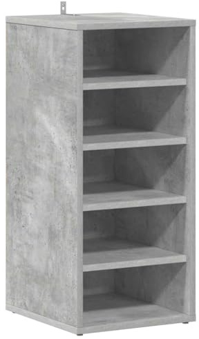 vidaXL Schuhschrank mit 5 Fächern Schuhregal Schuhablage Schuhständer Wandregal Hängeschrank Schuhaufbewahrung Betongrau 31,5x35x70cm Holzwerkstoff