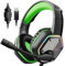 EKSA E1000 USB Gaming Headset for PC-Computer Headphones with Microphone/Mic Noise Cancelling, 7.1 Surround Sound Wired Headset & RGB Light - Gaming Headphones for PS4/PS5 Console Laptop (Black Green)