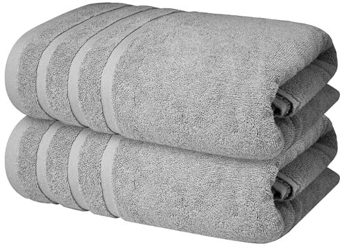 Infinitee Xclusives Bath Towels Set of 2 (70x140 cm) – 100% Soft Ring-Spun Cotton, Ultra Soft & Highly Absorbent Towels for Spa, Gym, Hotel & Everyday Bathroom Use |Charming Grey|