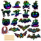 Hpbaggy 49Stk Halloween Kratzbilder,Kratzen Regenbogen Bastelset,Kinder Bastelset mit Holzstäbchen und Bänder Kratzbild,Kürbis Schädel Eule Hexe,Kratzbilder Set für Mädchen Jungen Geschenk