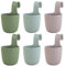 6 x Blumentopf zum Hängen, integriertes Drainagesystem, Farbmix: Moosgrün, Pastellgrün, Fliedert, Ø 15 cm, Pflanztopf-Kübel, Hängetopf, widerstandsfähig, rund, wetterfest, Kunststoff