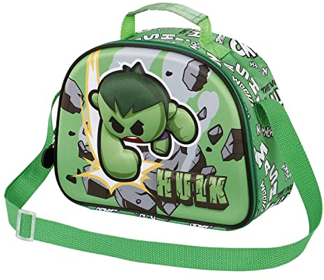 Marvel-Bolsa Portamerienda 3D, 25.5 x 20 cm, Verde Greenmass