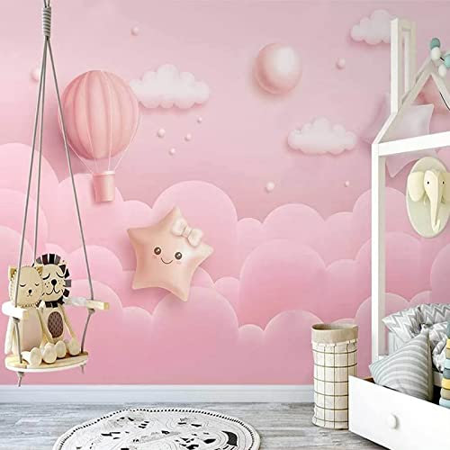 YXTSmurals Palloncini Nuvole Rosa Carta Da Parati Murale 3D Soggiorno Camera Da Letto 3D Murale Carta Da Parati Autoadesiva In Pvc Home Decor Tv Divano Art Sfondo Wall Sticker