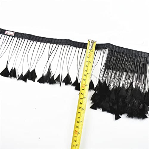 CTLH20 1 Meter weiße Schwarze Fasanenfedern für Kleidungsband für DIY-Klebeband Truthahn Strauß Fransenbesatz Gans Nähen Garnituren-San Jiao
