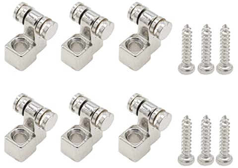 MEISO 6 Stück Vintage Roller Guitar String Guides Tree Saitenniederhalter, Guitar Roller String Trees Retainer String Guides für E-Gitarre Bass mit Schraube (Silber)
