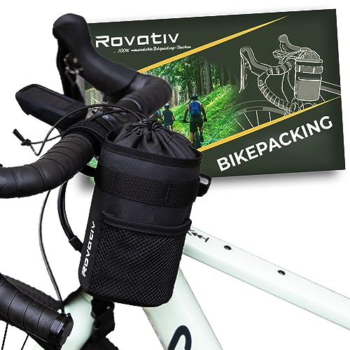 Rovativ® Bikepacking Snack-Pack [1,4 Liter] Food-Pouch - Lenkertasche mit extra Außenfach - für Gravelbike, Rennrad und MTB
