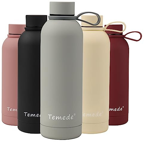 Temede Small Stainless Steel Insulated Water Bottle 500ml, Vacuum Flask BPA-Free, 12hrs Hot & 24hrs Cold Drinks, Thermal Metal Sports Bottles,Leakproof Double Wall Drinking for Kids,Gym,Running,Travel