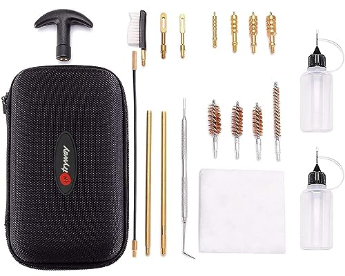 Kit per la pulizia della pistola. 22 .357/.38/9mm .40 .45 Cal, Pennello in bronzo e spazzole in nylon con custodia per il trasporto Kit per la pulizia della pistola (Nero)