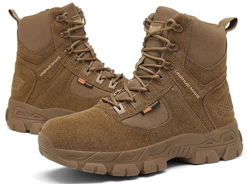 5.AA B869 Herren Wanderstiefel leichte Trekkingstiefel Atmungsaktive Military Boots US Army Schuhe für Outdoor Camping Wandern Bergsteigen Wüsten Offroad Braun 43EU