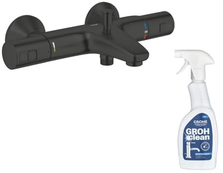 Mitigeur bain douche thermostatique GROHE Precision Start noir + nettoyant GrohClean