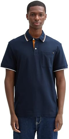 TOM TAILOR Herren Piqué Poloshirt mit Brusttasche, 10668 - Sky Captain Blue, XL