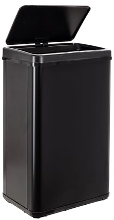 Poubelle intelligente sans pieds avec ouverture automatique ou contact manuel, 50 l, hauteur : 67,5 cm (x35,5 x 26), noir.