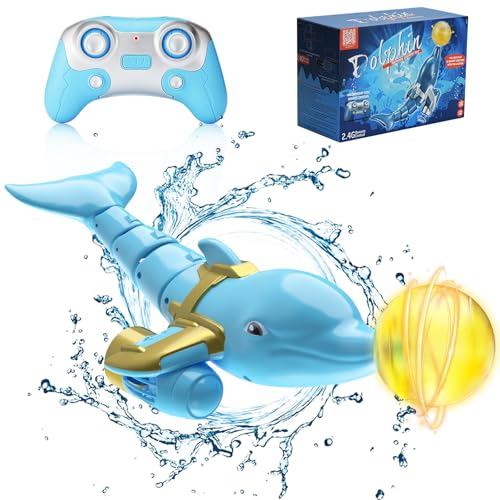 Aceshop Ferngesteuerter Delfin Spielzeug, Simulation RC Delfin Wasserspielzeug 2,4GHz Ferngesteuertes Pool Spielzeug Elektrischer Boot Ferngesteuert Spielzeug Geschenk für 5+ Jahre alte Jungen Mädchen
