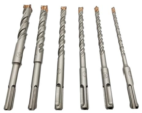 HM Hartmetall Kreuzschneide SDS Plus Hammerbohrer Set 6x Doppelwendel Beton Stein Bohrer 6-16 mm in Box