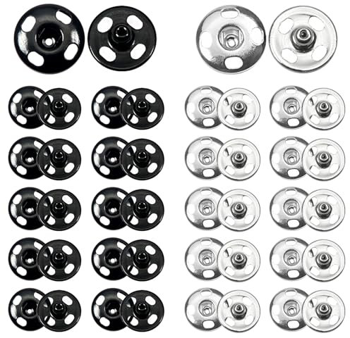 TOAOB 30 sätze Druckknöpfe zum Annähen 12mm Metall Druck knöpfe Schwarz Silber für Geldbörse Handtasche Kleidung Nähen Handwerk DIY Lieferung