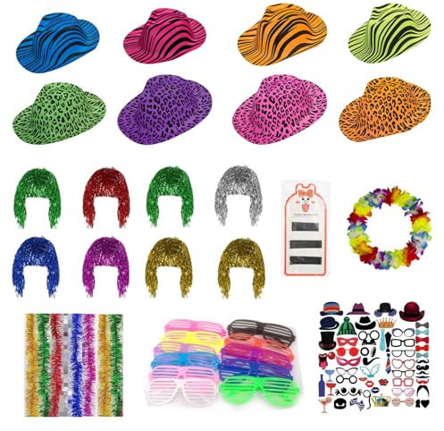 ICONAT Party Deko Fotobox Accessoires,Foto Requisiten Party Zubehör für Hochzeit,Halloween,Weihnachten,Tischdeko Geburtstag,Karneval, Silvester Deko (94 Stück - B)