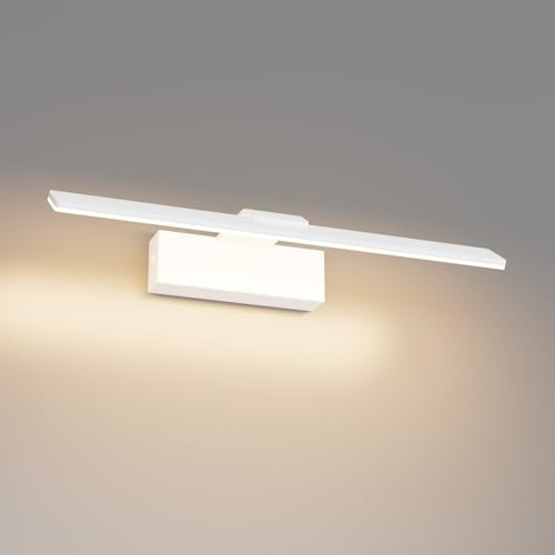 Klighten Spiegelleuchte Bad LED 40cm 12W, Spiegellampe Bad IP44, Badezimmer Lampe Wand Aluminium Badleuchte Badlampe Wand, 60 LEDs, 1100 Lumen, Warmweiß 3000K, Weiß