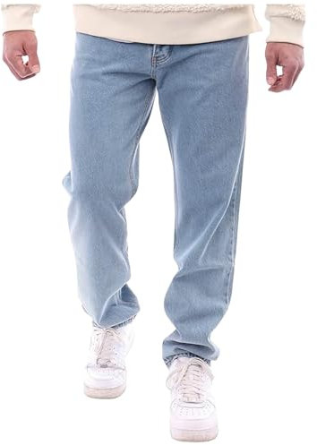 Generisch Baggy Jeans Herren Hip Hop Breite Männer Baggy Hose Jeanshose Flared Skater Vintage Pants Jeans 90S Lange Große Größen Cargo Jeans Hose Blau M/30