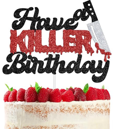 Have A Killer Birthday Cake Topper, Halloween Horror Bloody Birthday Decorations, Scary Killer Halloween Knife Zombie/Vampire Birthday Party Decoration Supplies for Kids Adults