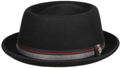 LIERYS Sanford Pork Pie Wollhut Porkpie Pork-Pie-Hut Wollfilzhut Herren - Herbst-Winter Winter - XL (60-61 cm) schwarz
