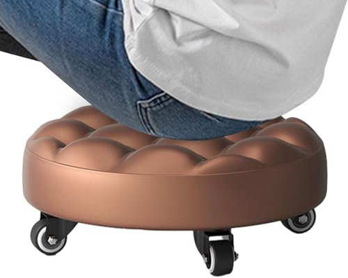 Niedriger Hocker für Sitz – Liegestuhl aus PU-Leder, Liegestuhl zum Boden mit Rollen | niedrige Höhe mit 4 Rädern, Bodenstuhl für die Reinigung des Hauses, im Freien, Garage