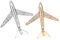 2 Stück Flugzeug Strasssteine Broschen Set Brosche Pins Anstecknadel Geschenk für Flugbegleiter & Berufspiloten Flugbegleiterin