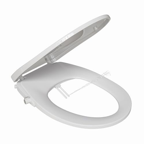 Asiento de inodoro de ducha con función de bidé, accesorio para inodoro sin conexión eléctrica, tapa de inodoro con descenso automático, accesorio de ducha con dos boquillas para ducha trasera y ducha