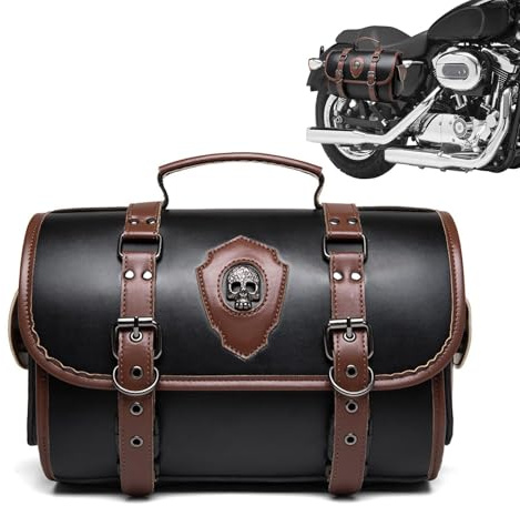 XIAOXIAOYU Borsa porta attrezzi per moto, borsa posteriore per moto, borsa di cera per telaio laterale, design vintage, accessorio per moto per sedile posteriore, telaio laterale e scooter elettrico