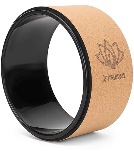 TREXO Yoga Rad Naturkork mit einem Durchmesser von 26 cm und einer Breite von 13 cm in Braun aus 100% ökologischem Kork Perfekt zum Dehnen Bequem durch Schaumstoffpolsterung Leichtes Yoga Rad