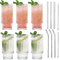 MUJUZE Ribbed Glasses with Glass Straw, Drinking Glasses Origami Style Glass Cups, Ripple Vintage Glassware, 6-Piece 310 ml Long Drink Glasses Set, Glasses Set Ideal for Cocktail (6pc 350ml New)
