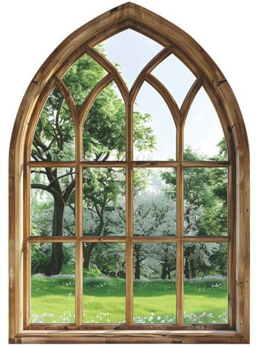 Lipfer Etiqueta De Pared De Ventana Falsa Creativa 3D Extraíble DIY Románticas Plantas Verdes Pegatinas De Pared Despegar Y Pegar Árboles De Vinilo Paisaje Natural Etiqueta De Pared De Ventana