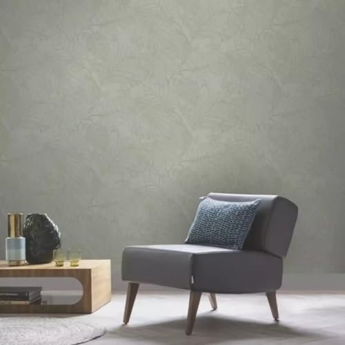 SOPHIE LAURENCE Sage Green Tropical Wallpaper Leaves Metallic Shimmer Living Room Feature Wall