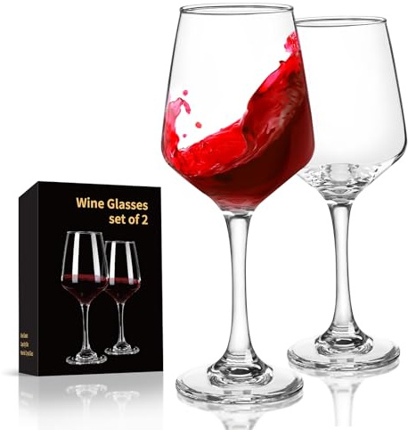 FrutPunch Weingläser 2er Set 450ml für Hochzeit, Weihnachts | Bleifreies Kristallglas, dickwandig, temperaturfest, Zuhause, Picknick, Bars, Geschenk Einzug, Geburtstag