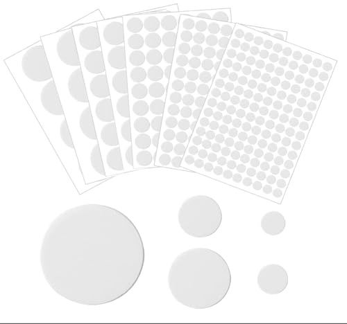 354 Stück Weiß Schraubenabdeckung Selbstklebend, Rund Selbstklebende Schrauben Abdeckkappen, Ø12mm/15mm/21mm/30mm/50mm wasserdichte Schraubenloch Aufkleber für Wandschränke Schreibtische Möbel