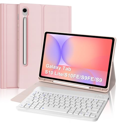 FOGARI Keyboard Case for Samsung Galaxy Tab S10 Lite 2025 /S10 FE/S9FE/S9 | Magnetic Bluetooth Wireless UK Layout Keyboard, Smart Case for Samsung Galaxy Tab 10.9/11, Pink