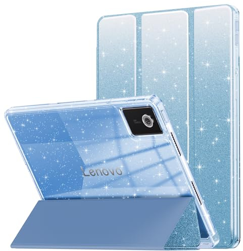 INFILAND Funda para Lenovo Idea Tab 11 Pulgadas 2025 (TB336ZU/336FU) / Moto Pad 2026, Cubierta Protectora Delgada Transparente con Brillos y Portaplumas, Bonita para Niños, Niñas y Mujeres (Azul)