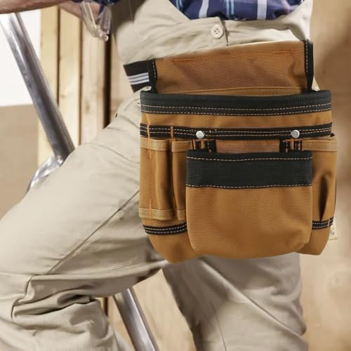 Eawfgtuw Werkzeuggürtel mit Hosenträgern, strapazierfähig, verstellbar, Werkzeugweste, Tasche, Set für Tischler, Elektriker, Heimwerker, 1200D Oxford-Stoff, angenehm zu tragen (A)