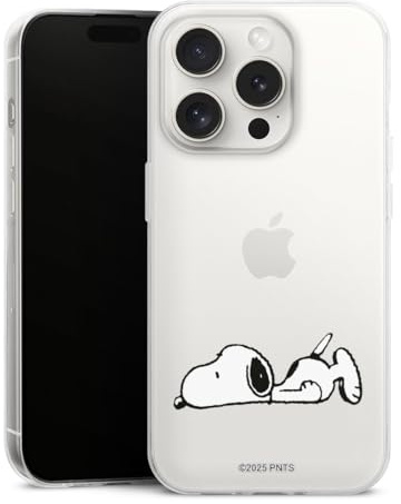 Slim Case kompatibel mit Apple iPhone 15 Pro Silikon Handyhülle transparent Hülle extra dünn Peanuts Offizielles Lizenzprodukt Snoopy