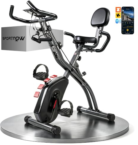 SPORTNOW 4 in 1 Heimtrainer Fahrrad Klappbar Liegeergometer LCD Monitor | Hometrainer Fahrrad mit Leise, Bluetooth, Herzfrequenz Sensor, Widerstandsband Verstellbar Sitz, Ergometer für Senioren