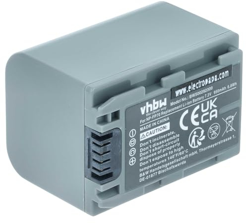 vhbw Akku kompatibel mit Sony DCR-SR50 | DCR-SR40E, DCR-SR50E, DCR-SR60, DCR-SR70, DCR-SR60E Videokamera Camcorder (950 mAh, 7,2 V, Li-Ion)