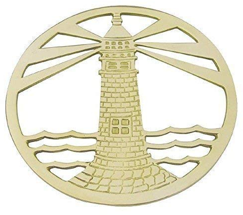 Topf Untersetzer mit Leuchtturm, maritimer Topfuntersetzer aus Messing