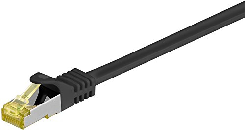 Goobay 92657 RJ45 Câble patch avec Cat 7 rohkabel, double blindage, S Câble FTP jusqu'à 600 MHz sans halogène, cuivre mâle, contacts plaqués or, 20 m, noir
