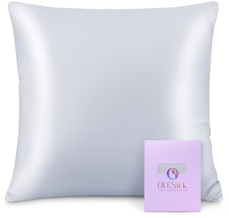 OLESILK Seide Kissenbezug Kissenhülle Haar- und Hautpflege mit Reißverschluss 16 Momme 1 Stück Silbergrau 80x80cm