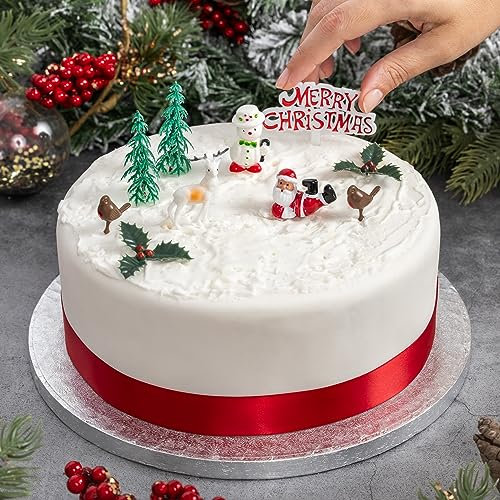 Evelay Cake Toppers Merry Christmas Cake Decoration|6-10Pieces|cupcake toppers|Multi Purpose Decoration (10 Pieces Set)