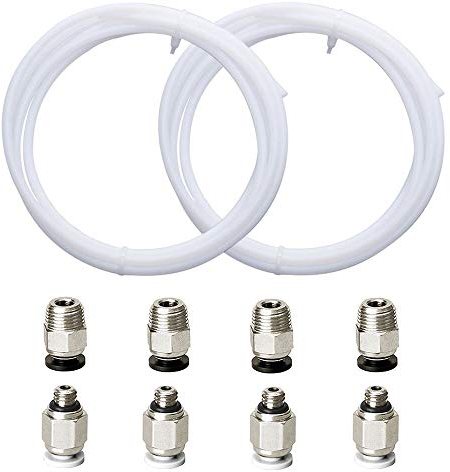 Redrex 2Pcs 2m Tube PTFE Imprimante 3D ID2mm OD4mm avec 4Pcs PC4-M6+4Pcs PC4-M10 Connecteur Pneumatique Accessoires pour Reprap Imprimante 3D 1,75 mm Bowden Hotend