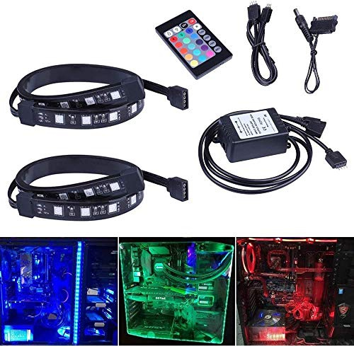 Ubanner 2 kit completi di strisce LED SMD 5050 SMD 1850 LED da 30 cm, telecomando con 24 pulsanti per custodia mid-tower per PC desktop