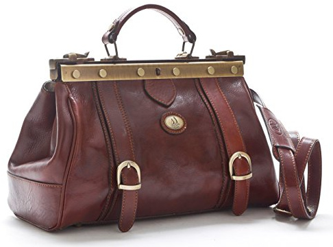 Doktortasche aus Echtem Leder - D&D1008 - Made in Italy (Braun)