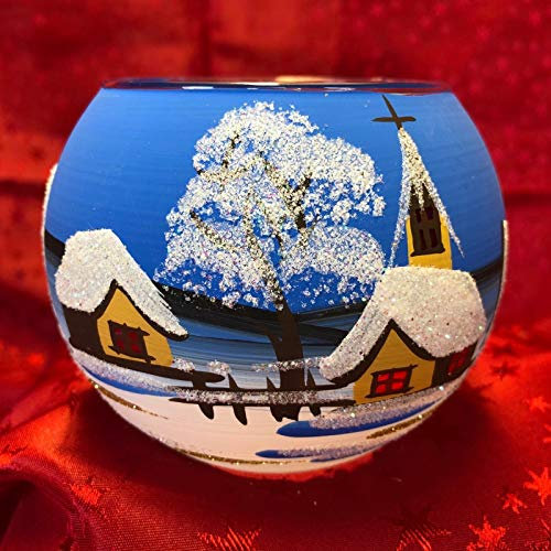 Generisch Windlicht Kugelglas Medium Leuchtbecher Leuchtglas Teelicht Handarbeit Lauscha, : himmelblau