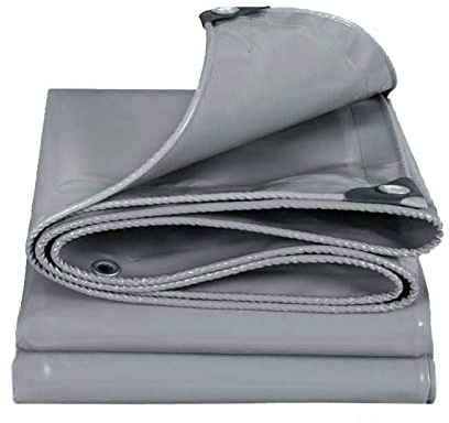 4X4m/13x13ft Abdeckplane wasserdichte Gewebeplane PVC-Markise Plane, Fensterbalkon Regendicht 18mil 511 g/m² Grau
