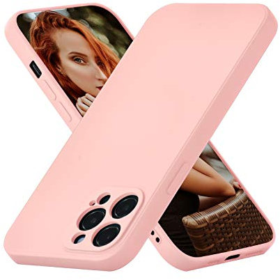 UEEBAI Coque Silicone avec iPhone 12 Pro 6.1 inch, Antichoc Extrême Mat Toucher Doux Confortable Antirayures Dos Rigide Coque Guardian (Niveau Militaire Protection) - Rose